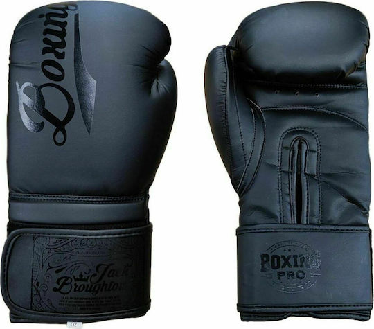 Boxing Pro Jack Broughton 1743 941002 Mănuși de Box din Piele Sintetică pentru Competiție Negre