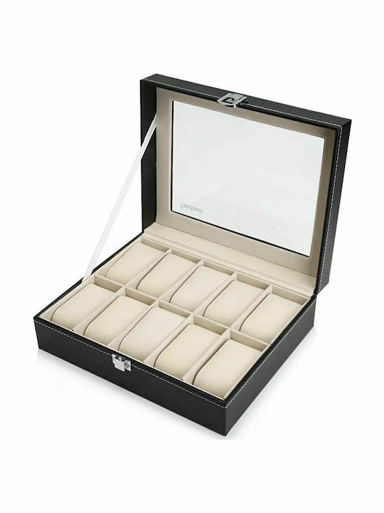 Iso Trade Wooden Case with transparent lid for 10 watches in Black color B01MXG05PY Iso Trade Wooden Case with transparent lid for 10 watches in Black color B01MXG05PY