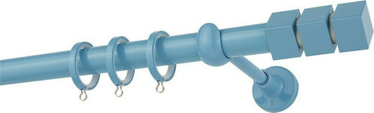 Zogometal Μεταλλικό Κουρτινόξυλο CP0473 Μονό Φ25mm 240εκ. Γαλάζιο / Γκρι CP0473