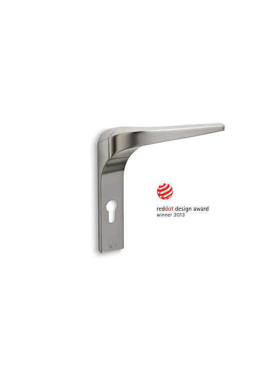 Convex Lever Front Door with Plate Right 2055 2055HY-R-S04S04 (Center Distance 85mm) Chrome