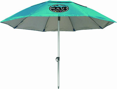 Maui & Sons Foldable Beach Umbrella Aluminum Turquoise Diameter 1.8m with UV Protection and Air Vent Turquoise 1561