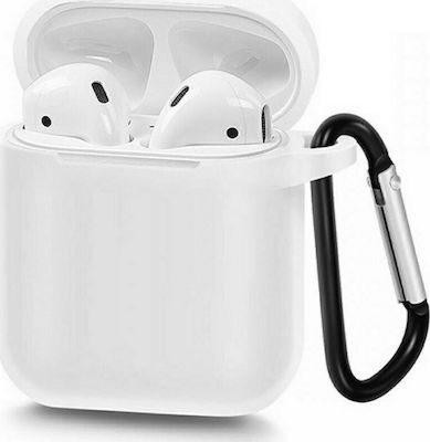 Husă din silicon pentru Airpods 1/2 cu cârlig alb