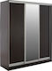 Triple-Leaf Door Sliding Wardrobe with Mirror Wenge 183x60x220cm