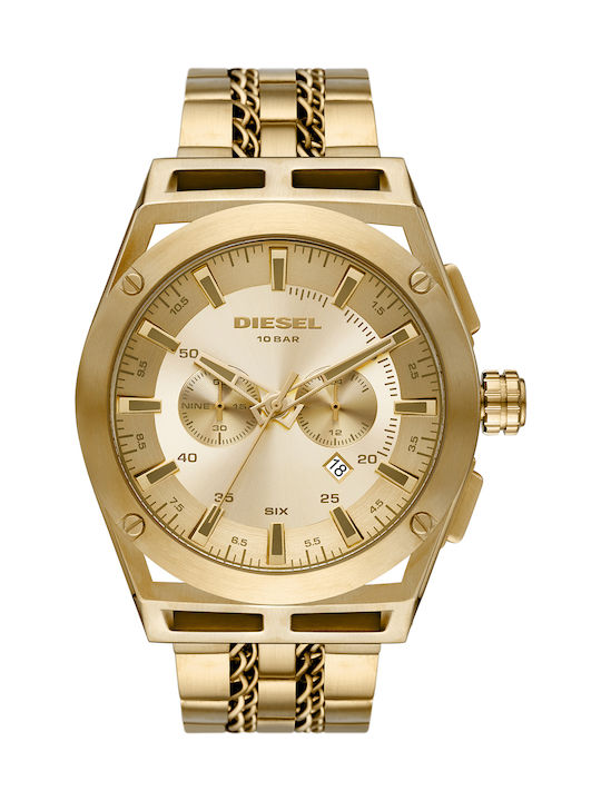 Diesel Timeframe Watch Chronograph Battery with Gold Metal Bracelet