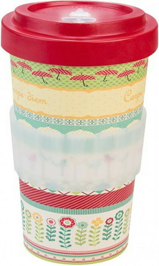 Woodway Carpe Diem Κούπα Μπαμπού με Καπάκι Πολύχρωμη 500ml