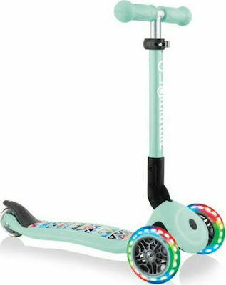 Globber Kids Scooter Foldable Junior Foldable Fantasy Lights 3-Wheel for 2+ Years Turquoise