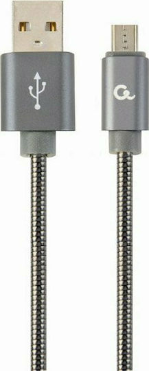 Cablexpert Premium Spiral Metal 2m Regular USB 2.0 to micro USB Cable Gray (CC-USB2S-AMMBM-2M-BG)
