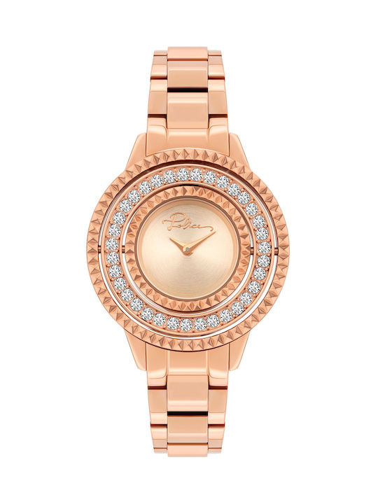 Police Pilat Uhr mit Rose Gold Metallarmband