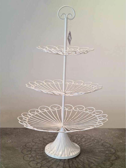 Inart Metallisch Etagere 3 Etagen Weiß Ø37xH60cm 1Stück