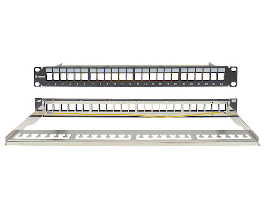 Safewell Patch Panel Keystone για Rack 1U 19" 24 Θυρών Μαύρο