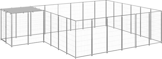 vidaXL Dog Park 12.1 sq.m. Made of Metallic Material in Silver Colour 440 x 330 x 110 cm