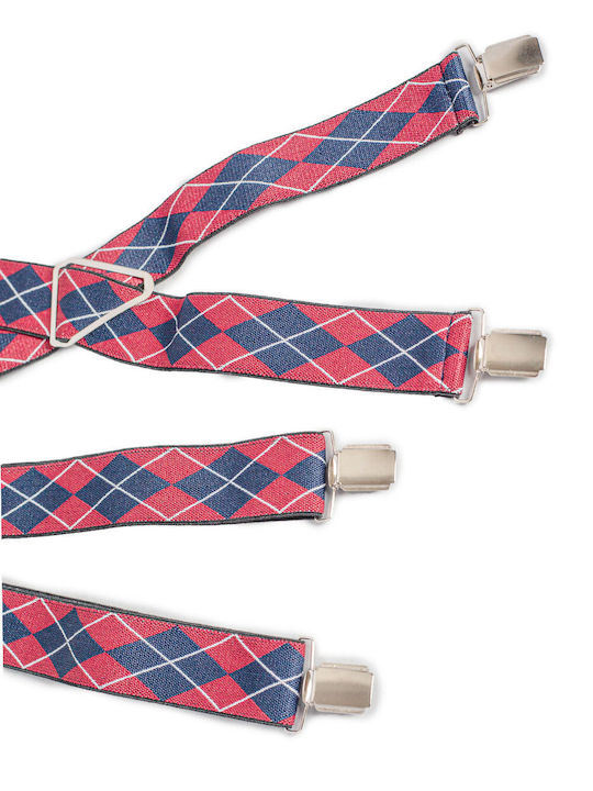 Men's Braces Plaid Red