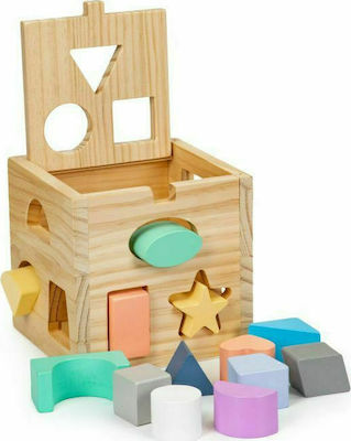 Ecotoys Shape Sorting Toy Κύβος Δραστηριοτήτων made of Wood for 18++ Months