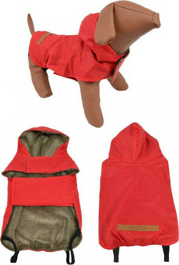 Woofmoda 933-1101 Кучешки палта Водоустойчиво Худи Червен с дължина на гръбчето 33 см.