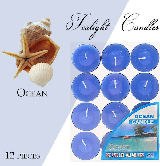 Tealights with Ocean Scent in Blue Colour 12 Pieces