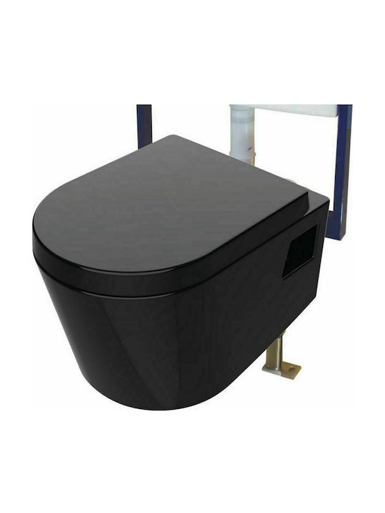 Gloria Plastic Soft Close Toilet Seat Black Skay 30cm