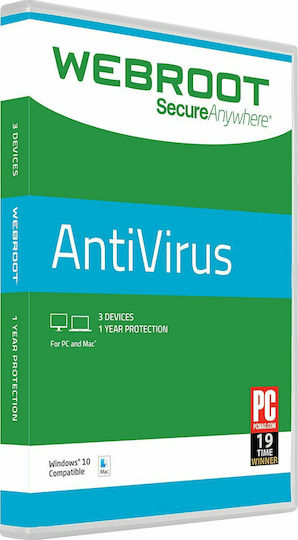 Webroot SecureAnywhere AntiVirus for 3 Devices and 1 Year of Use (Electronic License)