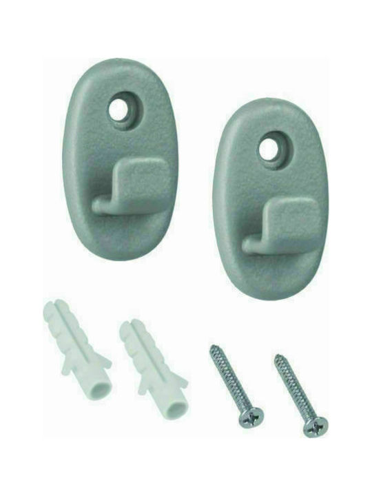 Metaltex Onda Double Wall-Mounted Bathroom Hook Gray
