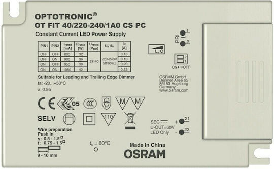 VK Lighting Dimmable LED Power Supply IP20 Power 42W