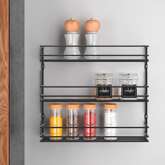 Metaltex Pepito An der Wand montiert Badezimmerregal Metallisch mit 3 Regalböden 36x8x32cm Schwarz