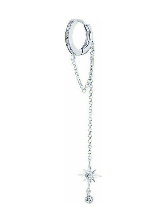 Silver single hoop earring "Starlette Chain"