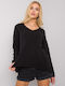 Och Bella BI-9802 Damen Langarm Pullover mit V-Ausschnitt Schwarz 159766