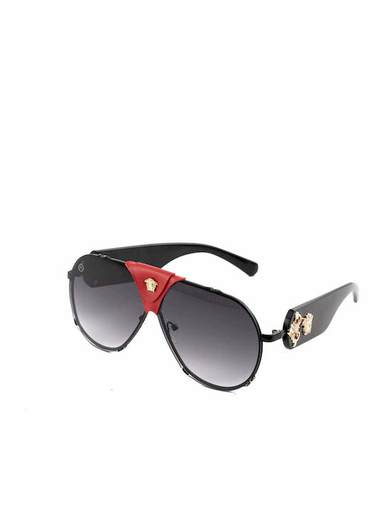 Olympus Sunglasses Medusa Leather Unisex Γυαλιά Ηλίου με Μεταλλικό Σκελετό Black Red 01-039