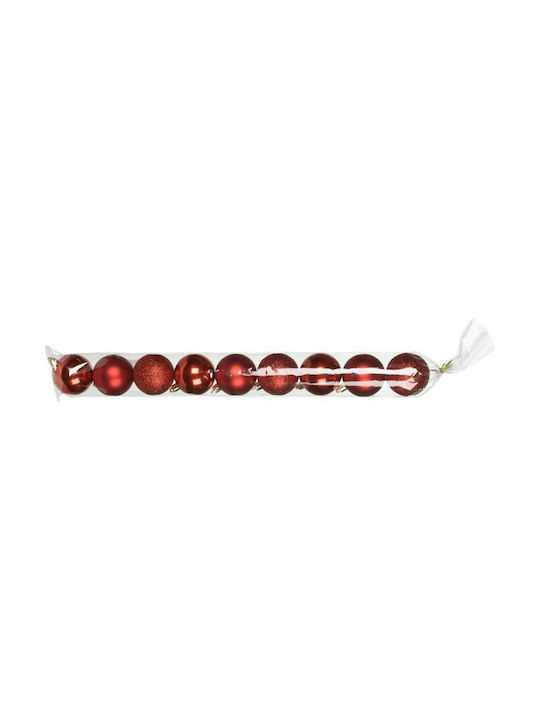 Set 9 Rote Kugel Ornamente 6cm