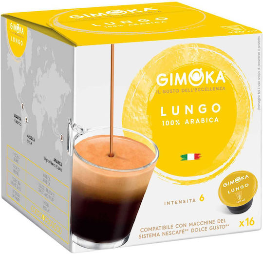 Gimoka Kapseln Espresso Lungo Kompatibel mit Maschine Dolce Gusto 16Mützen
