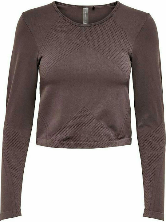 brown black long sleeve crop jumper