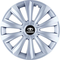 Jestic Car Hubcap Set Delta with Daewoo Emblem 13" 4pcs Silver