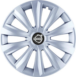 Jestic Car Hubcap Set Delta with Volvo Emblem 13" 4pcs Silver