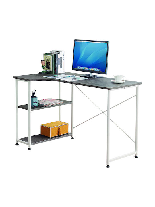Corner Desk with Bookshelf Citreola Wooden White / Grey 120x70x73cm