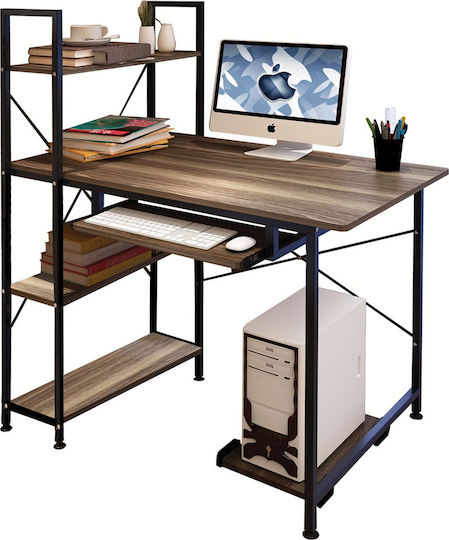 Birou de Calculatoare Hibiscus cu Bibliotecă 100x48x118cm Maro / Negru Birou de Calculatoare Hibiscus cu Bibliotecă 100x48x118cm Maro / Negru