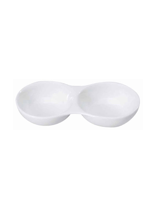 GTSA Porcelain Dessert Divided Serving Plate with 2 Slots White 14x7x3cm 12pcs