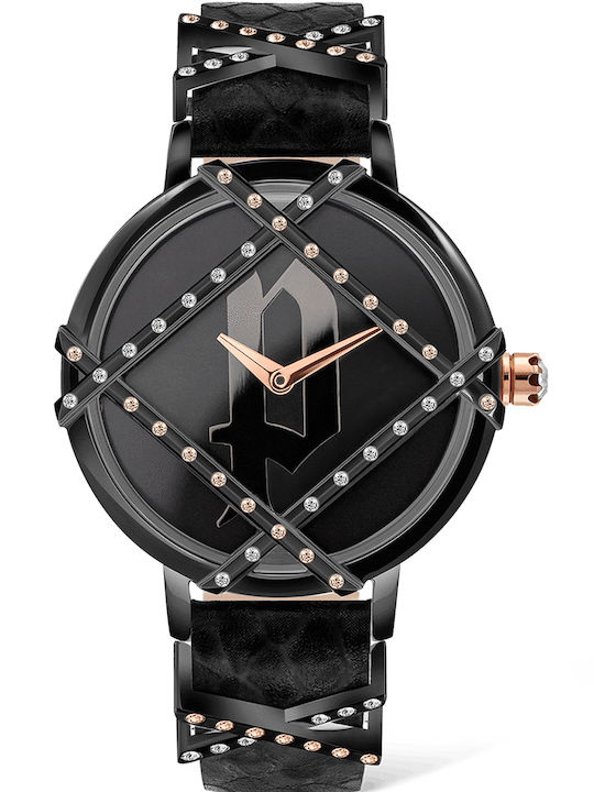 Police Rila Damen Uhr mit Schwarz Lederarmband