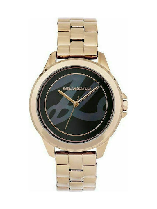Karl Lagerfeld Signature Uhr mit Rose Gold Metallarmband