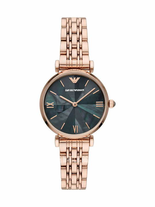 Emporio Armani Gianni T-Bar Γυναικείο Ρολόι 32mm Μπαταρίας με Ροζ Χρυσό Μεταλλικό Μπρασελέ