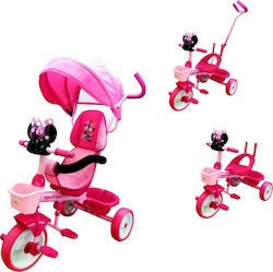 ForAll Minnie Mouse Kids Tricycle Convertible, With Storage Basket, Sunshade & Push Handle for 18+ Months Pink