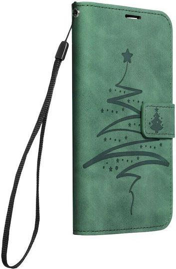 Forcell Mezzo Buchen Sie Synthetisches Leder mit Band Christmas Tree Green (Redmi 9C)