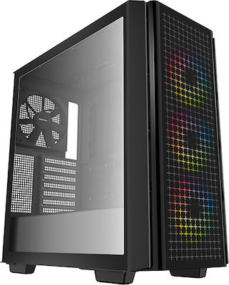 Deepcool CG540 Gaming Midi Tower Κουτί Υπολογιστή με Πλαϊνό Παράθυρο και RGB Φωτισμό Μαύρο