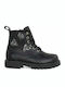 Ricco Mondo Kids Leather Anatomic Military Boots with Zipper Black