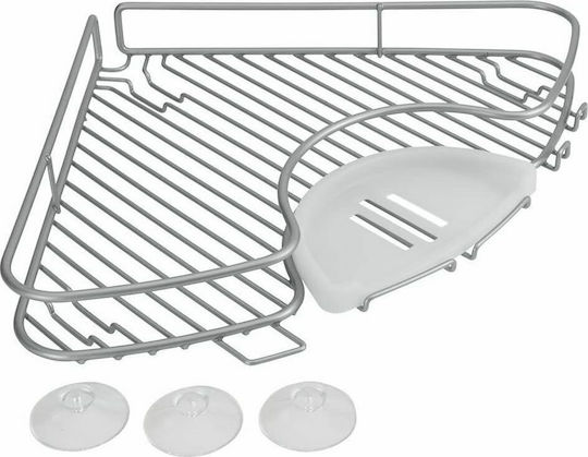 Metaltex 16-403904 Corner Wall Mounted Bathroom Shelf Metallic 25x15x5cm Silver