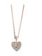 Oxzen Necklace with design Heart from Gold Plated Silver with Zircon
