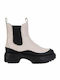 Dupree 40F1DUFE5L Leather Women's Chelsea Boots with Medium Heel Cream