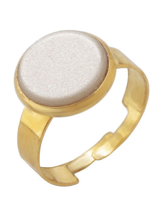 Χρυσό αυξομειούμενο δαχτυλίδι με ivoir polaris (επάργυρα, ατσάλι)