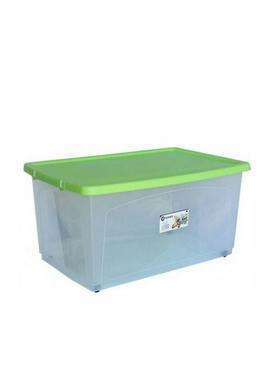 Viomes Πλαστικό Κουτί Αποθήκευσης με Ρόδες και Καπάκι Διάφανο 59x40x30cm