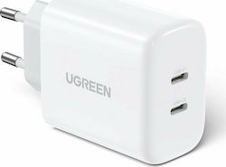 Ugreen Încărcător Fără Cablu cu 2 Porturi USB-C 40W Livrarea energiei Albς (CD243)