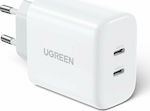 Ugreen Φορτιστής Χωρίς Καλώδιο με 2 Θύρες USB-C 40W Power Delivery Λευκός (CD243)