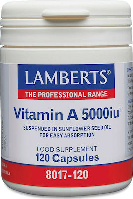 Lamberts Vitamin A Vitamina în ulei de semințe de floarea-soarelui pentru Întărirea Sistemului Imunitar 5000iu 120 capace